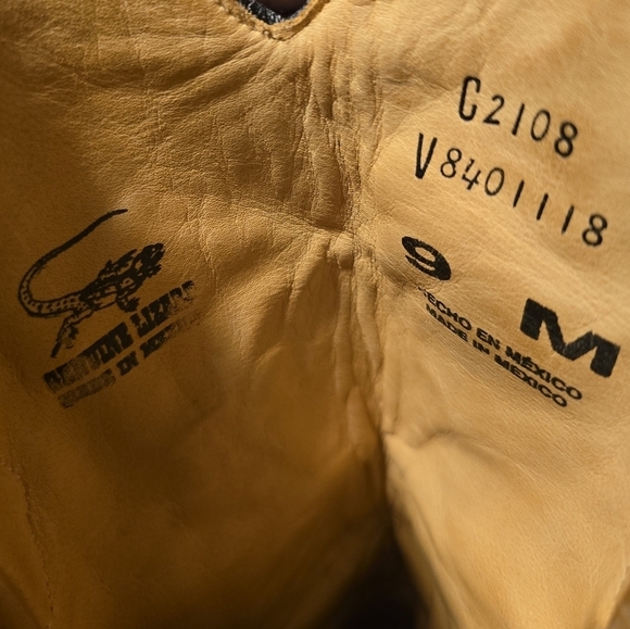 Corral Vintage Genuine Lizard Inlay Western Cowgirl Boot Pointed Toe 9 Leather - Picture 10 of 11